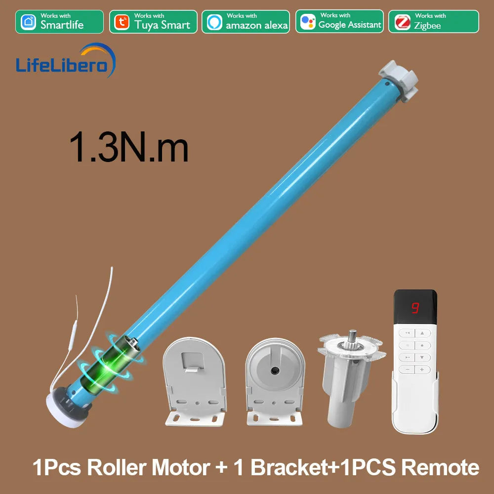 Lifelibero Tuya Zigbee Battery  Window Smart Curtains Blinds Roller Motor For 37 38mm Tube Work Alice Alexa Smart Speaker Home