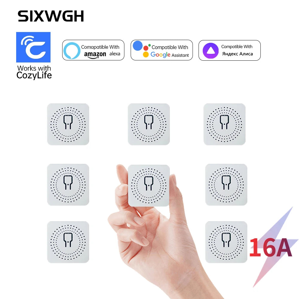 SIXWGH MiNi WiFi Smart Switch Cozylife App Remote Control Timer Home Improvement 2 way Relay Work with Google Home Aleax