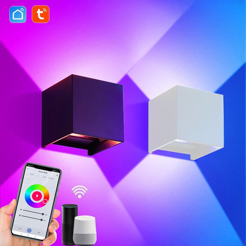 Tuya Outdoor LED Wall Lamp Smart Life APP Control Adjustable Angle RGBCCT Wall Lights,Work with Alexa Google Home