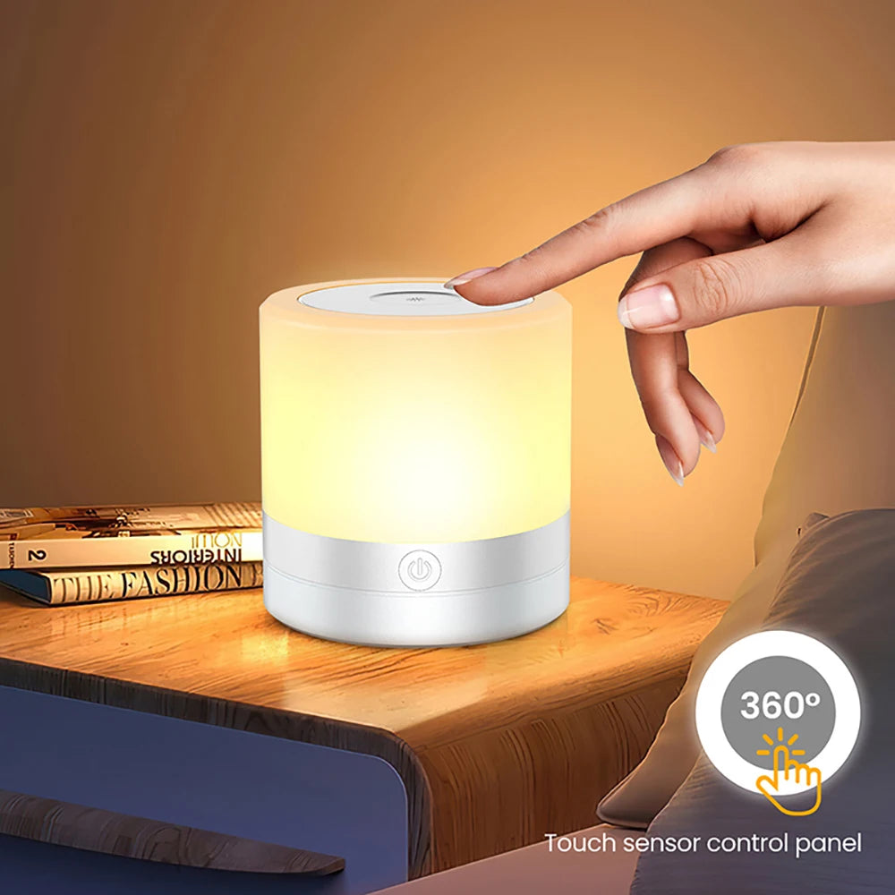 RGB Night Lamp Camping Light Atmosphere Night Lights Bedside Lamps Color Changing Tent with Remote Touch Control for Bedroom Dec