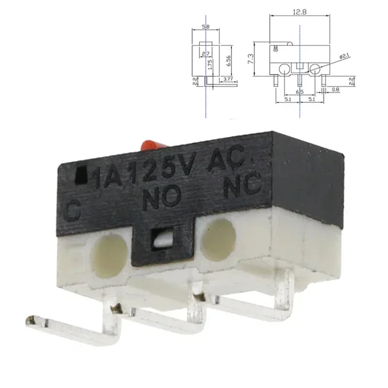 20PCS Mini Micro Limit Switch C NO NC 3 Pins PCB Terminals SPDT 1A 125V Roller Arc lever Snap Action Push Micro Mouse switches