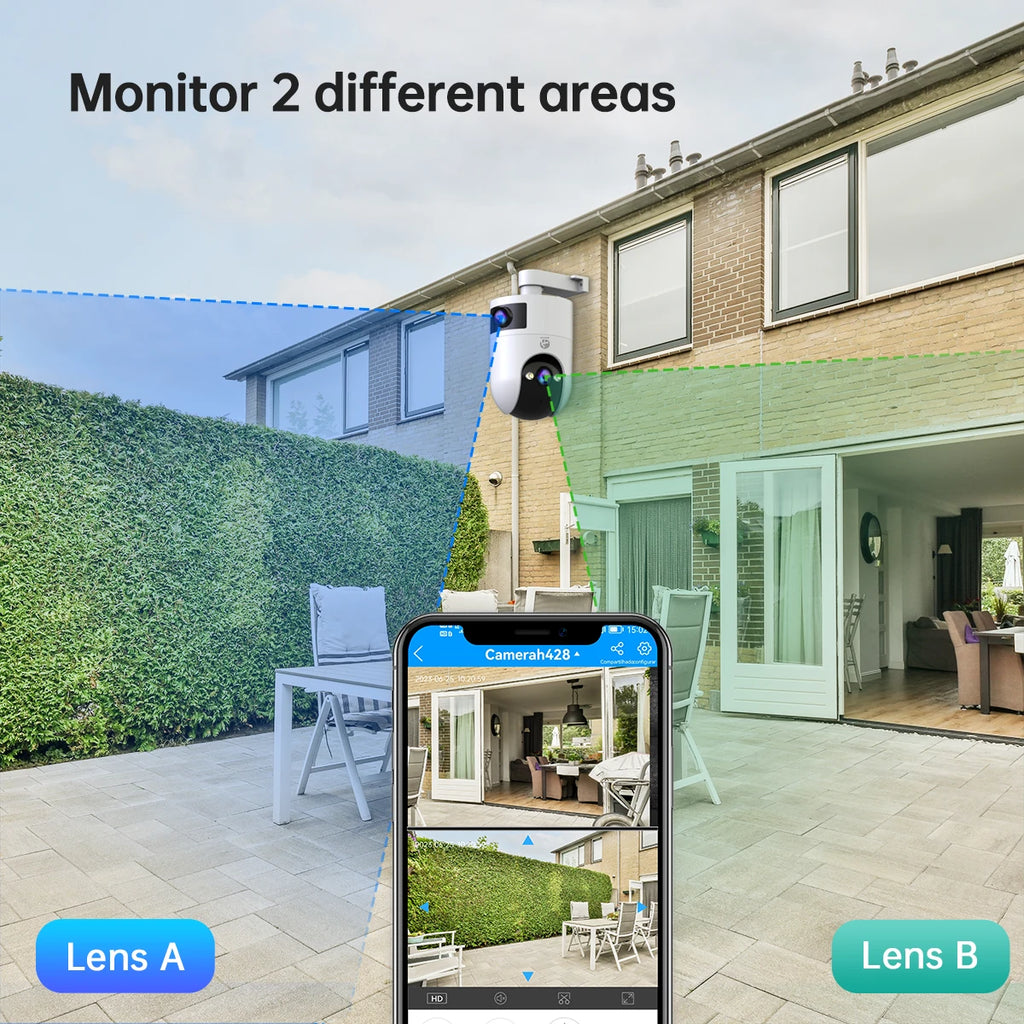 Jooan 4K 8MP Dual Lens Dual Screen IP Camera Wifi Outdoor PTZ Camera AI Auto Tracking CCTV camera Audio Video Surveillance