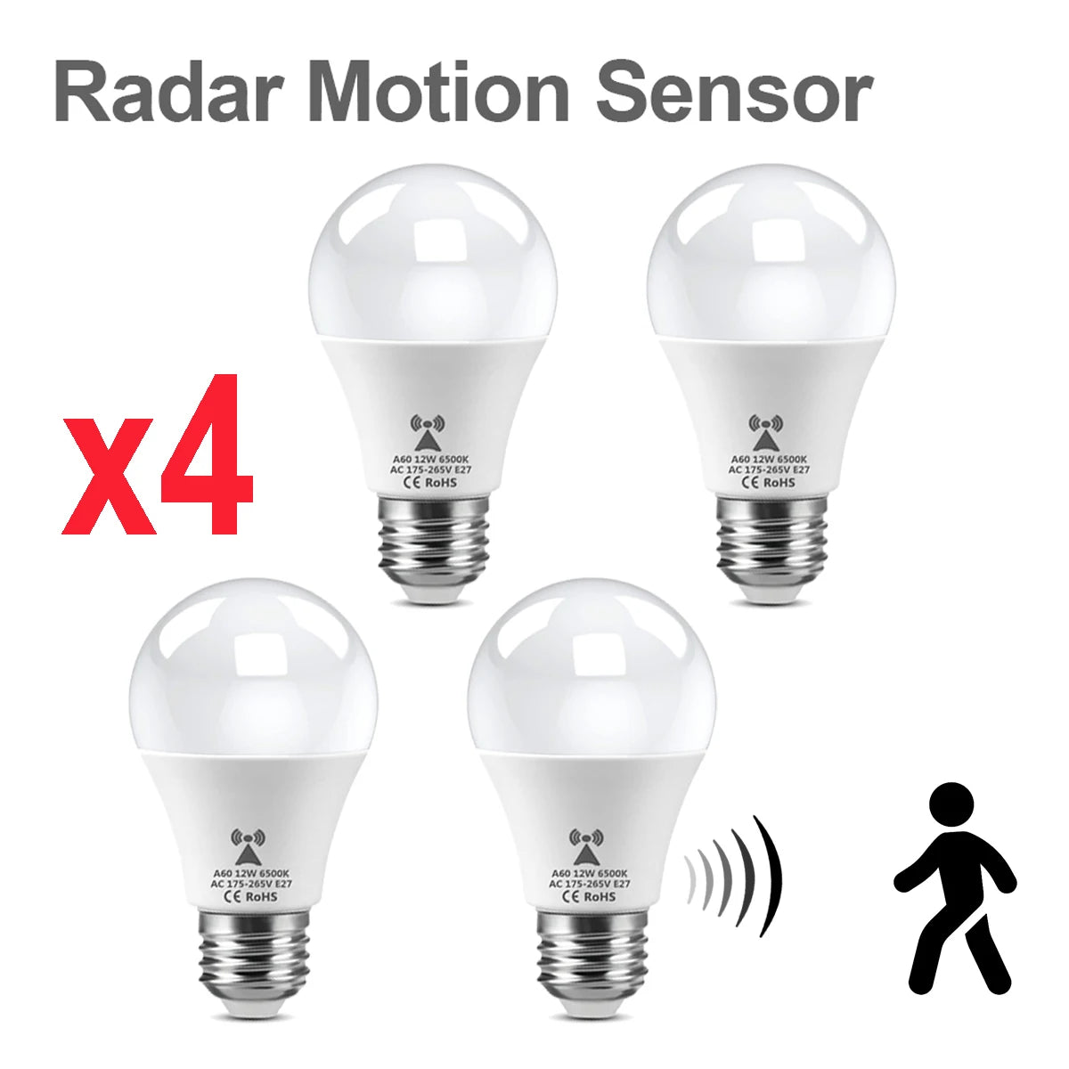 4/2/1PCS Sensor Lamp AC85-265V 220V 110V Radar Motion Induction e27 Bulb Human Body Detecting Smart Sensitive Doorway Lighting