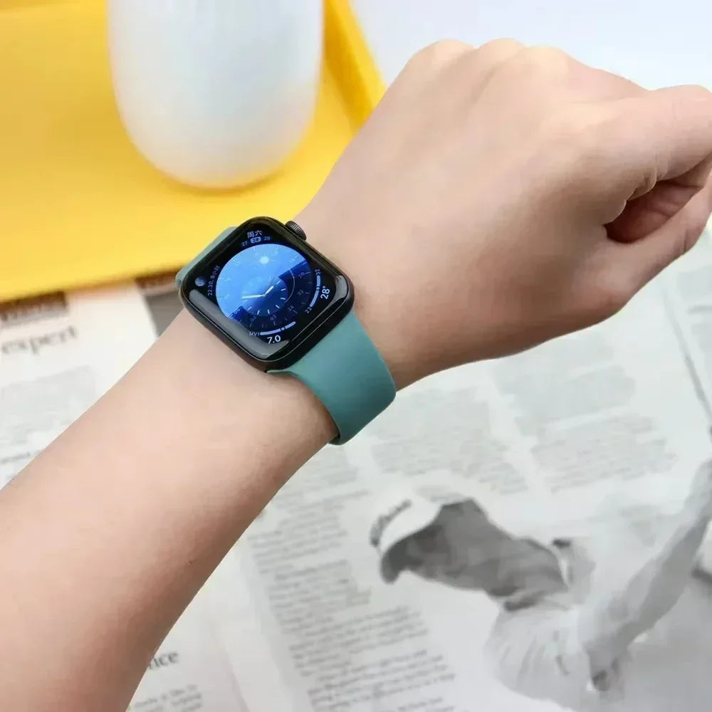 Original Silicone Strap for Apple Watch Band 38/40/41/42/44/45/46MM 49mm Bracelet for Iwatch Serie 10 9 7 4 5 6 8 SE Ultra 2 3