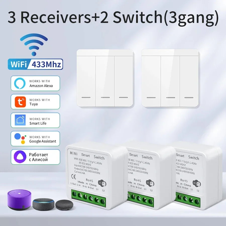 Tuya Smart WiFi Switch Smart Home Wireless RF 433mhz Smart Switch Wall Switch Smart Life APP Voice Control Via Alexa Google Home