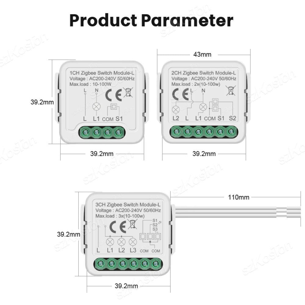 No Neutral Tuya ZigBee 3.0 Smart Switch Module 1 2 3 4 Gang Wire Required Smart Home DIY Light Breaker Works with Alexa Google