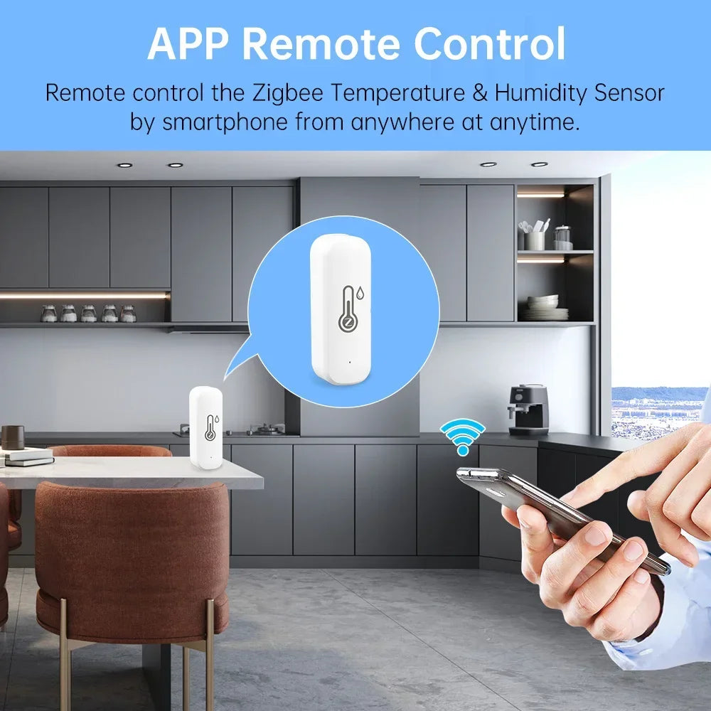 Support Tuya Zigbee Temperature Humidity Sensor Smart Home Device Compatible with Google Home Alexa for Environmental Monitoring