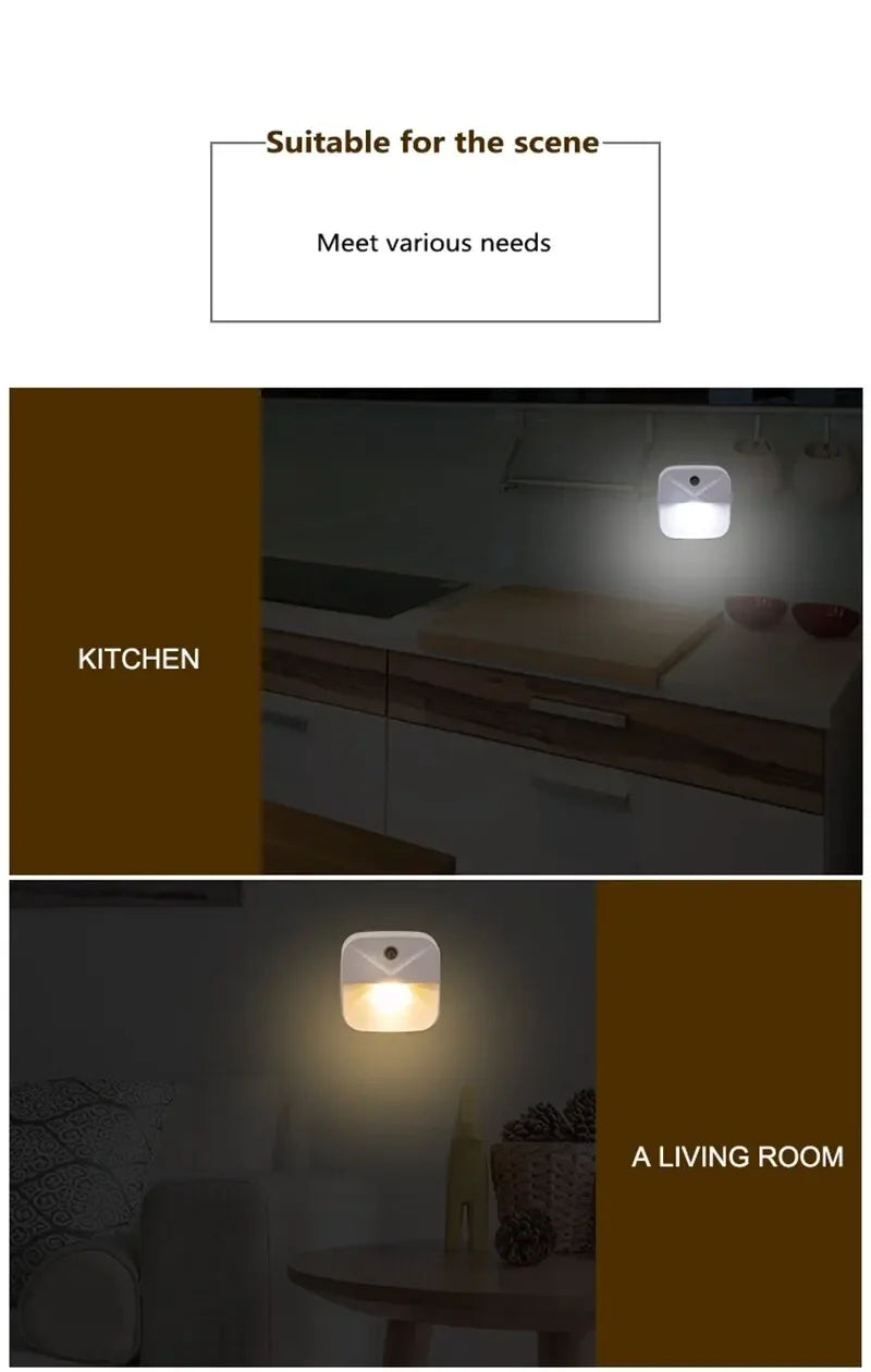 LED Night Light, EU Plug-in Smart Wireless Light Control Sensor Light, 220V Wall Light For Home Corridors, Bathrooms, Hallways