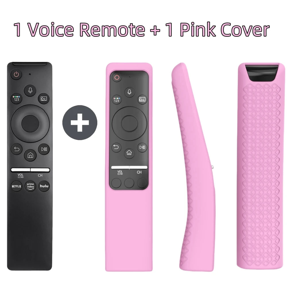 Replacement Voice Remote for All Samsung Smart Curved Frame QLED LED LCD 8K 4K TVs with Voice Function, Standing Silicone Cover