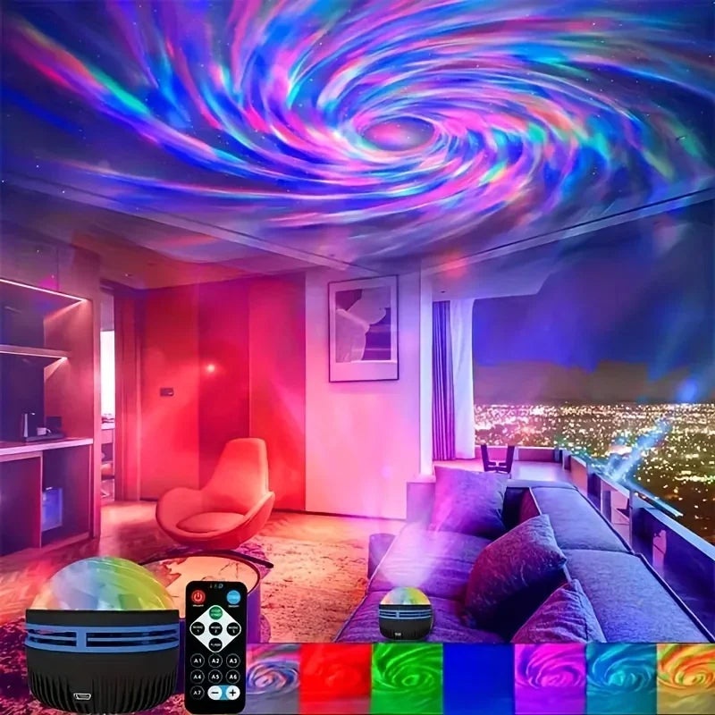 LED Galaxy Projector Night Light USB Rotating Magic Star Moon Lamp Remote Control Colorful Sky Light for Bedroom Kids Room Decor