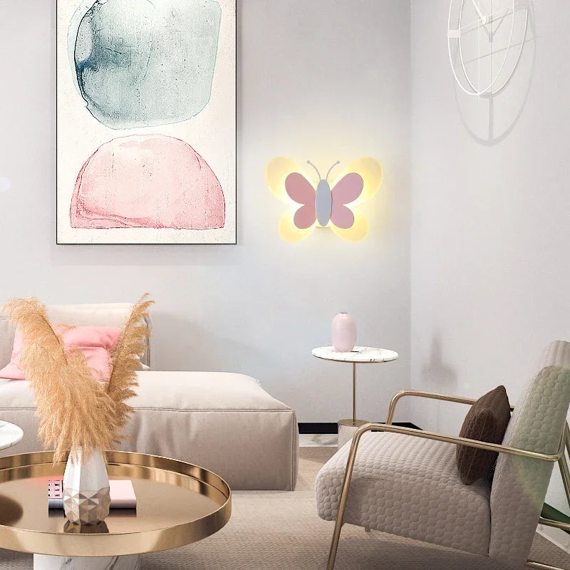 Modern LED Butterfly Wall Light For Bedroom Children's Room Bedside Wall Lamp Creative Personality Wall Decor Butterfly Sconce