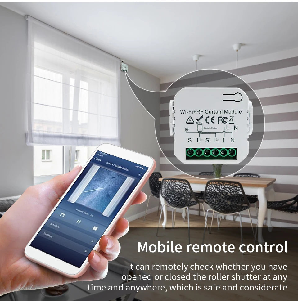 Tuya WiFi Smart Curtain Switch Roller Blinds Shutter Module 433MHz RF Remote Control Works With Alexa Google Home Assistant