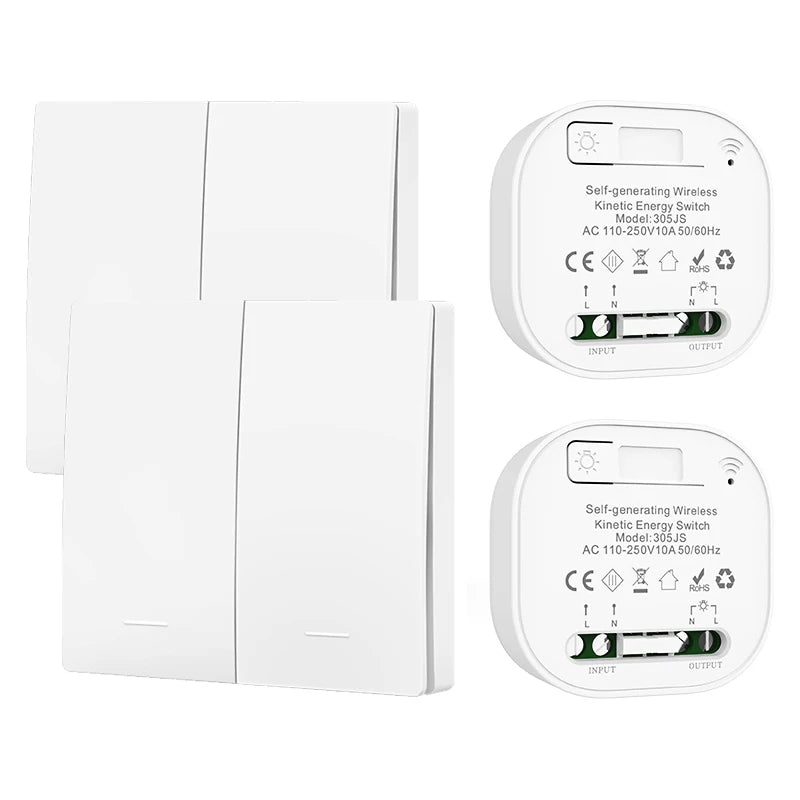 Battery Free RF433 Household Wireless Wall Switch Wiring Free Self Generating Kinetic Energy Panel Waterproof Lighting Switches