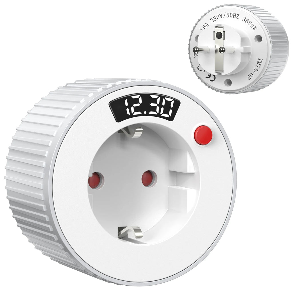 24-hour European standard rotary timer socket, rotary time adjustment, 3680W high power, fireproof and overload resistant