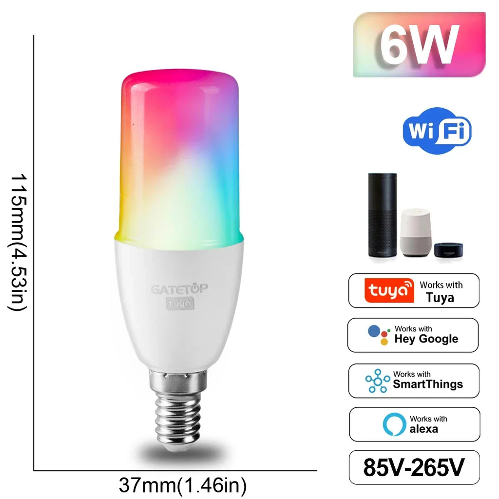 RGB Smart LED Bulb Dimmable Tuya Gu10 C37 A60 T37 E14 E27 B22 Light Wifi Magic Lamp AC 110V 220V Works with Alexa Google Home