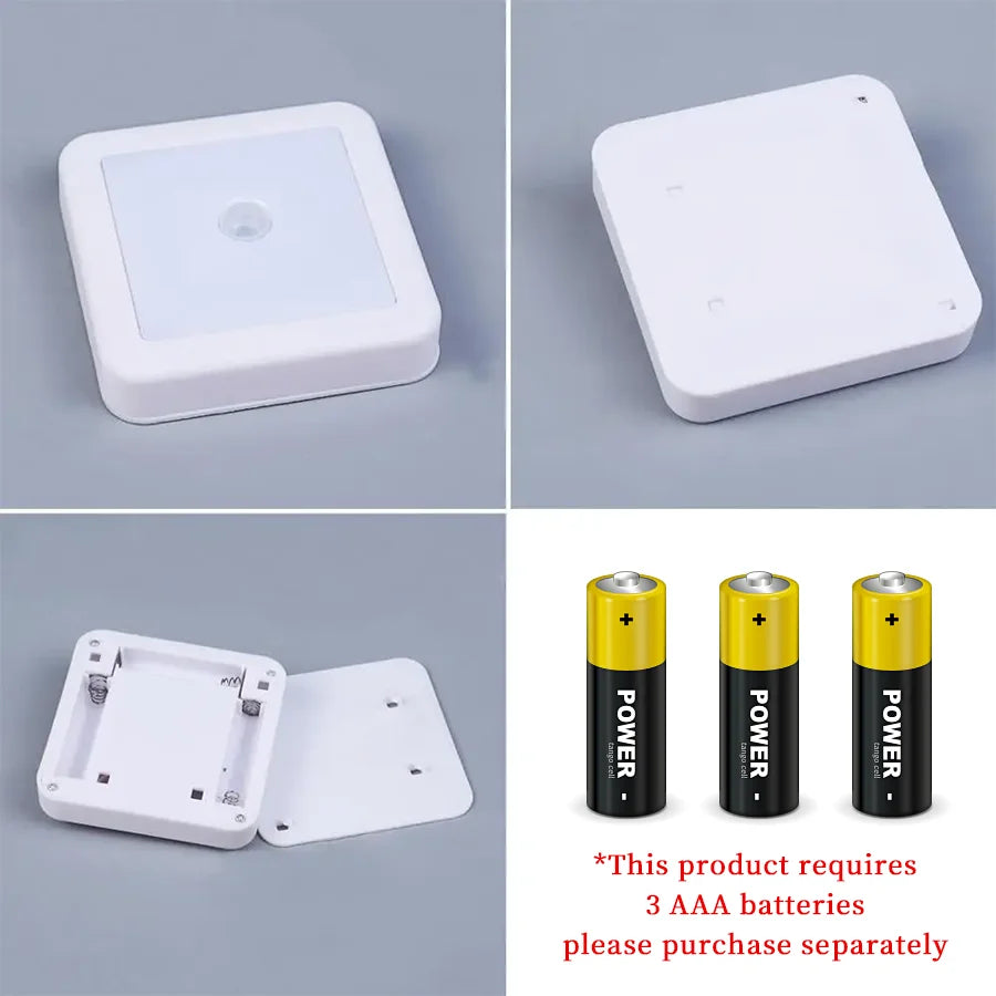 1pc 6-LED motion sensor night light, square induction lamp, LED wall lamp, office interior decoration light, office staircase