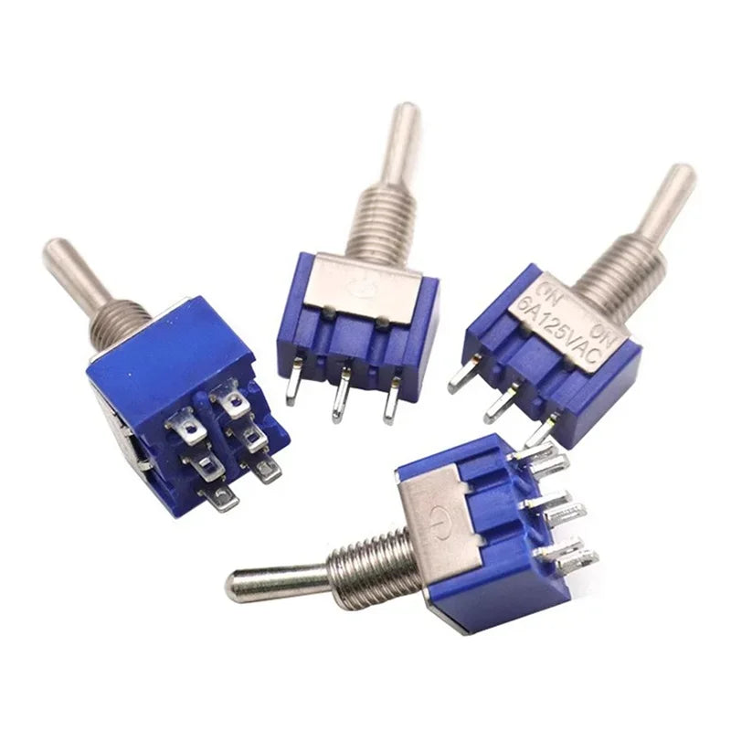 10PCS SPDT Mini Toggle Switch ON-Off-ON/ON-ON MTS202 203 Miniature Power Button Switch AC125V/6A Rocker Switch MTS-102 103