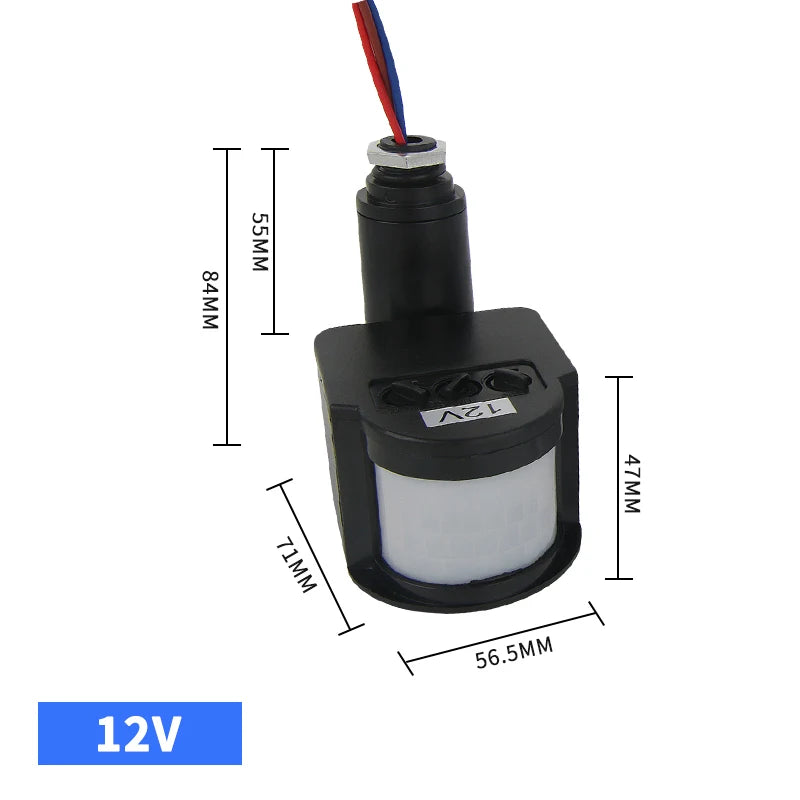 12V Motion Sensor 220V/110V PIR Movement Detector Automatic Infrared Wall Mount Timer Outdoor 24V LED Motion Sensor Light Switch