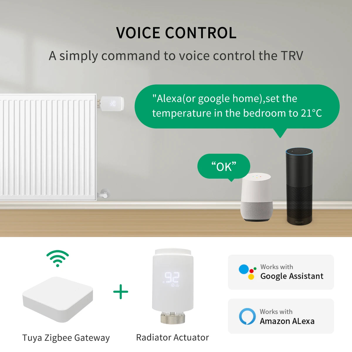 Tuya Smart Home Zigbee 3.0 Thermostatic Valve Radiator Zigbee Thermostat Radiator Zigbee Thermostatic Valve Alexa Google Home