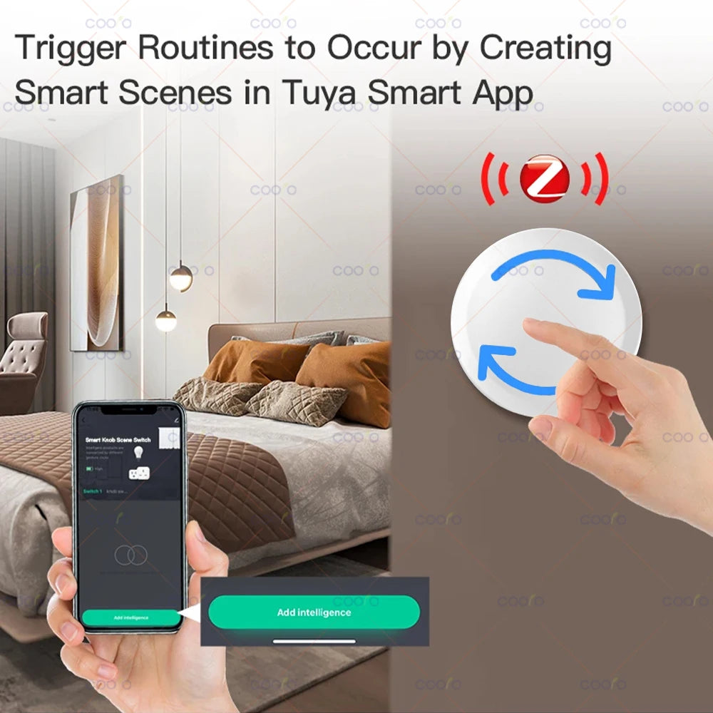 Tuya ZigBee Smart Knob Switch Wireless Scene Button Rotatable Dimmer Controller Switch Home Appliance Automation Linkage Remoter