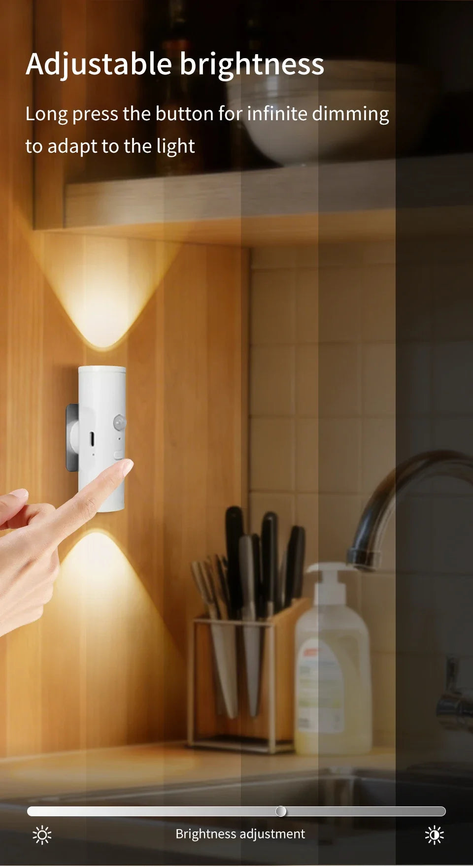 Rechargeable LED Night Light Motion Sensor Double-head Wall Lamp Magnetic Spotlight 3 Color For Bedroom Closet Stair Lighting