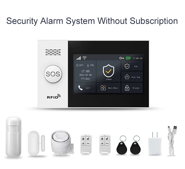 4.3Inch Big Screen  Tuya Smart Life  GSM WIFI  Burglar Alarm System Touch Keypad Home Security Alarm Sensor Motion Detector