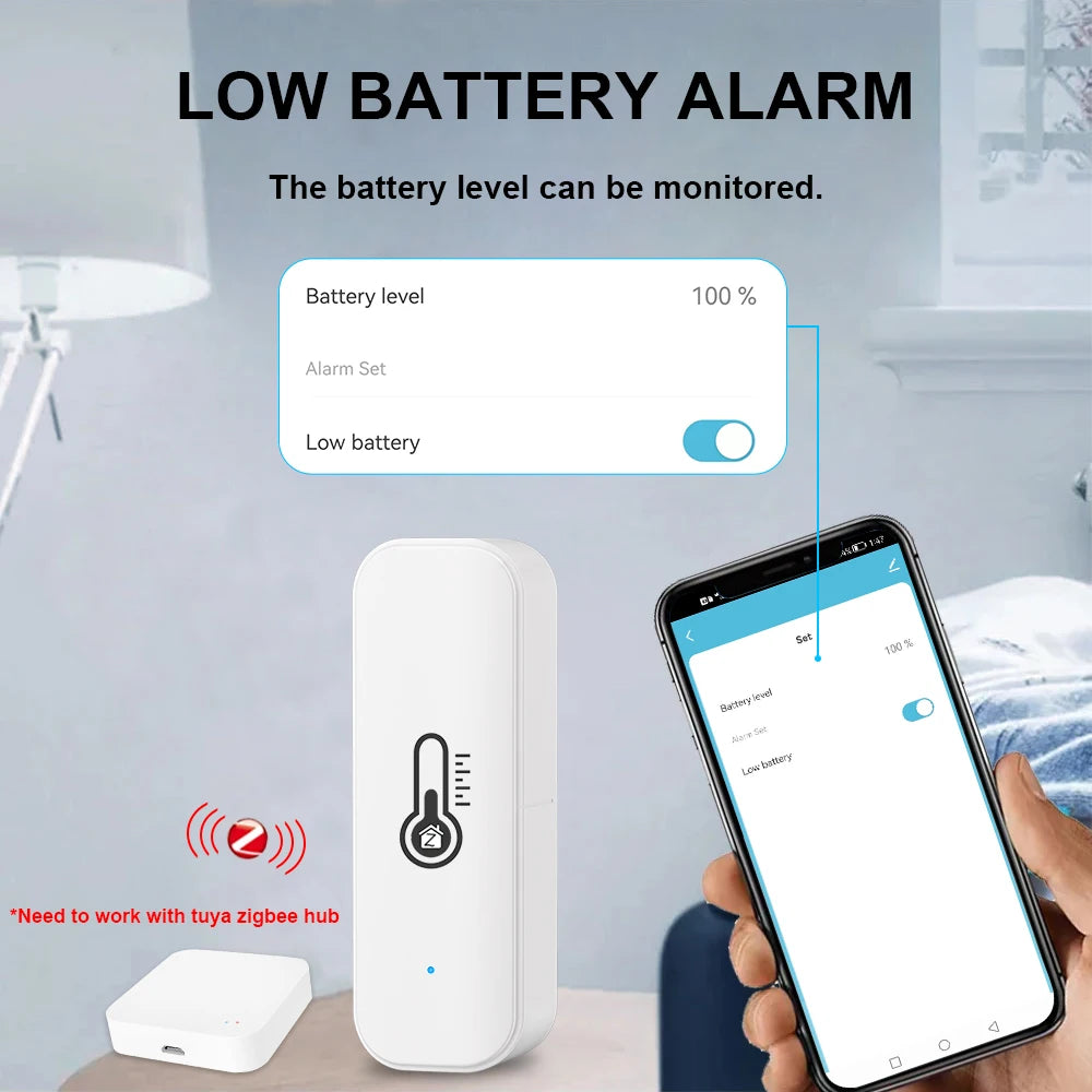 Tuya Zigbee Temperature Humidity Sensor Smart Life Remote Monitor For Smart Home Work with Alexa Google Assistant
