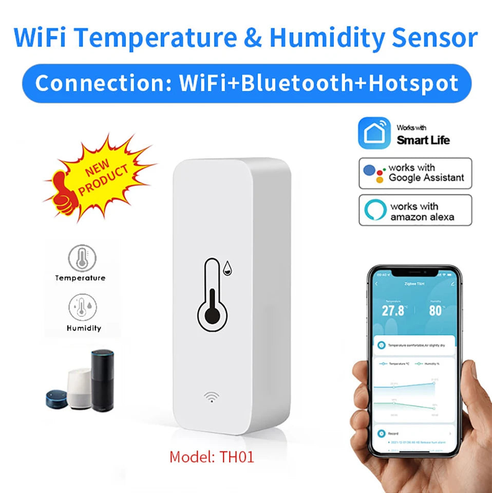 Tuya Smart Temperature And Humidity Sensor APP Remote Monitor For Smart Home SmartLife Work With Alexa Google Assistant WiFi