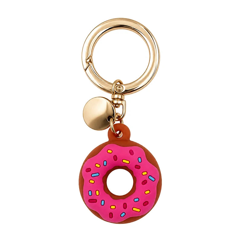 Silicone Keychain for Apple Airtags Case Protective Cover Tracker Accessories Shell Anti-scratch Air Tag Cartoon Donut Holder
