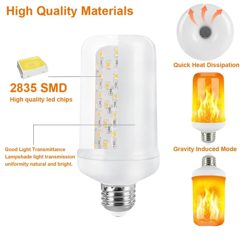 E27 LED Flame Lamp Flickering Fire Simulation Light Bulb E14 Dynamic Flame Effect Candle Light Creative Home Festival Decoration