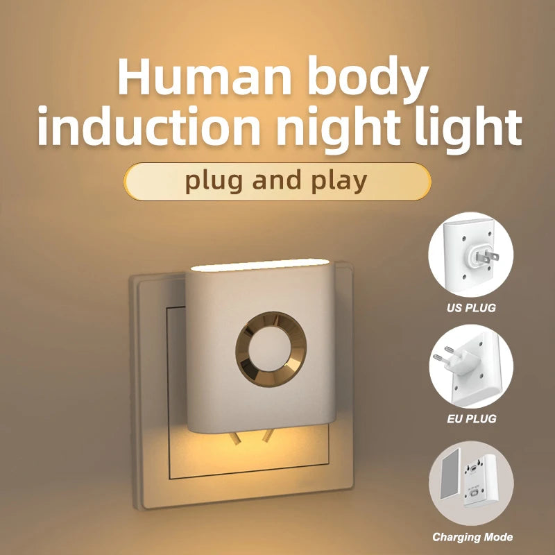 GGbingo Rechargeable Smart Home LED Night Light Lamp with Motion Sensor Kids Bedroom Decoration Light USB Lamp for Home Decor