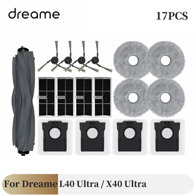 For Dreame L40 Ultra / X40 Ultra Vacuum Cleaner Accessories Main Side Brush HEPA Filter Mop Cloths Dust Bag Spare Parts