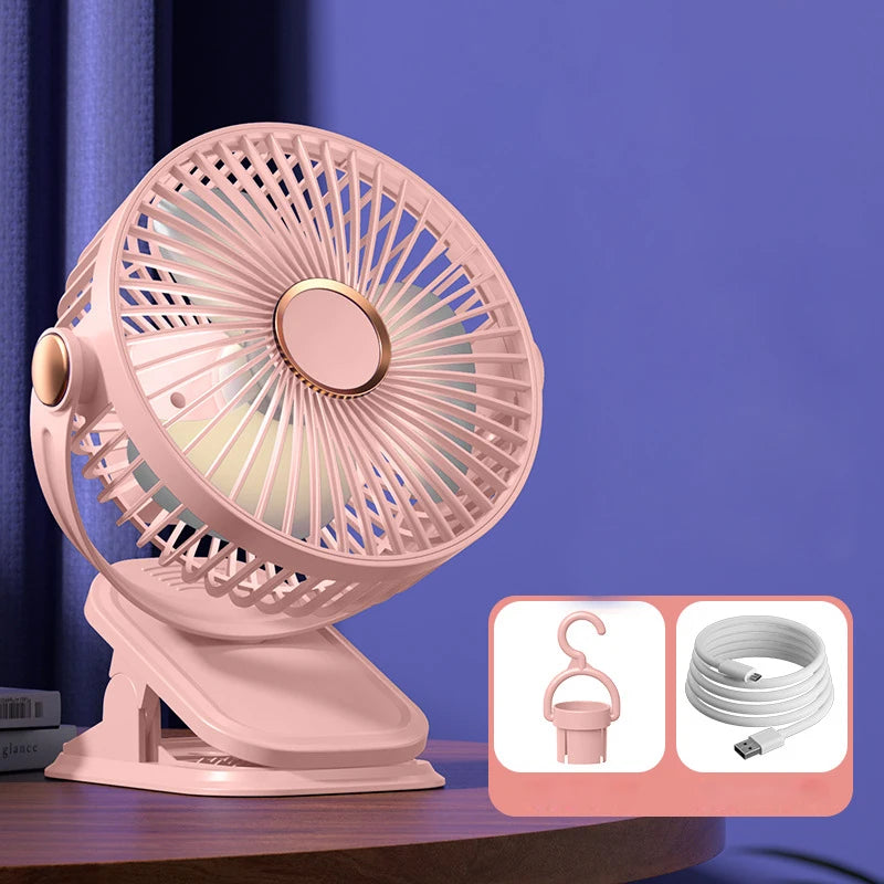 Clip Fan 5 Speed Electric fan USB Quiet Mini Home Office Desk Fans Air Cooler Outdoor Portable Cooling Clip on Fan for Strollers