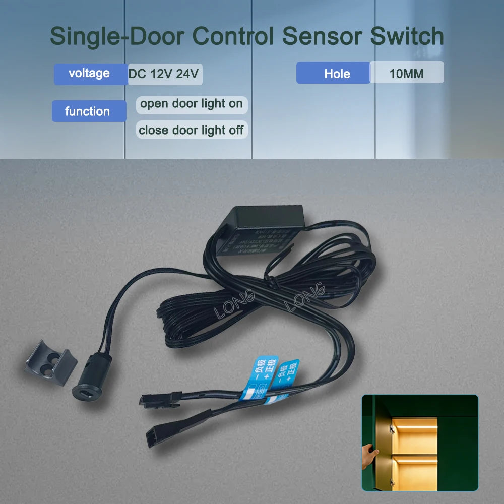 Hand Sweep Switch 5A 12V-24V, Smart IR Motion Sensor Light for Wardrobe Cabinet, Touch ON/OFF & Dimming, for Closet LED Lamp