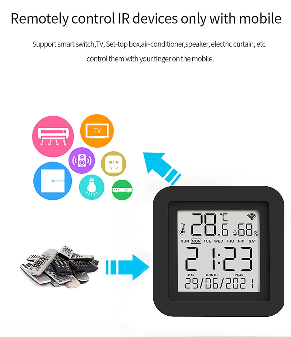 WiFi IR Remote With Temperature Humidity Sensor For Smart Home APP SmartLife Works with Alexa Google Home Yandex Alice
