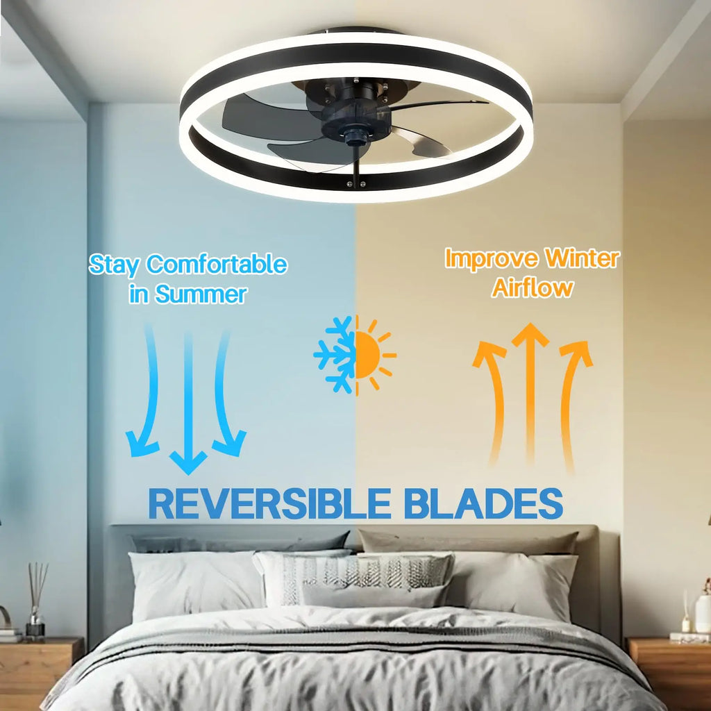Smart Ceiling Fan with Light Remote Control App LED Dimming 6 Speed Wind Speed Fan Light for Bedroom Silent Fan with Lighting
