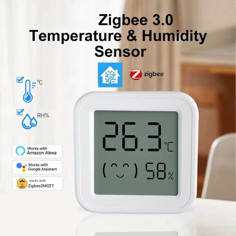 Z2M ZHA Zigbee 3.0 Temperature Humidity Sensor LCD Digital Display Remote Monitor Control Works With Home Assistant EWeLink APP