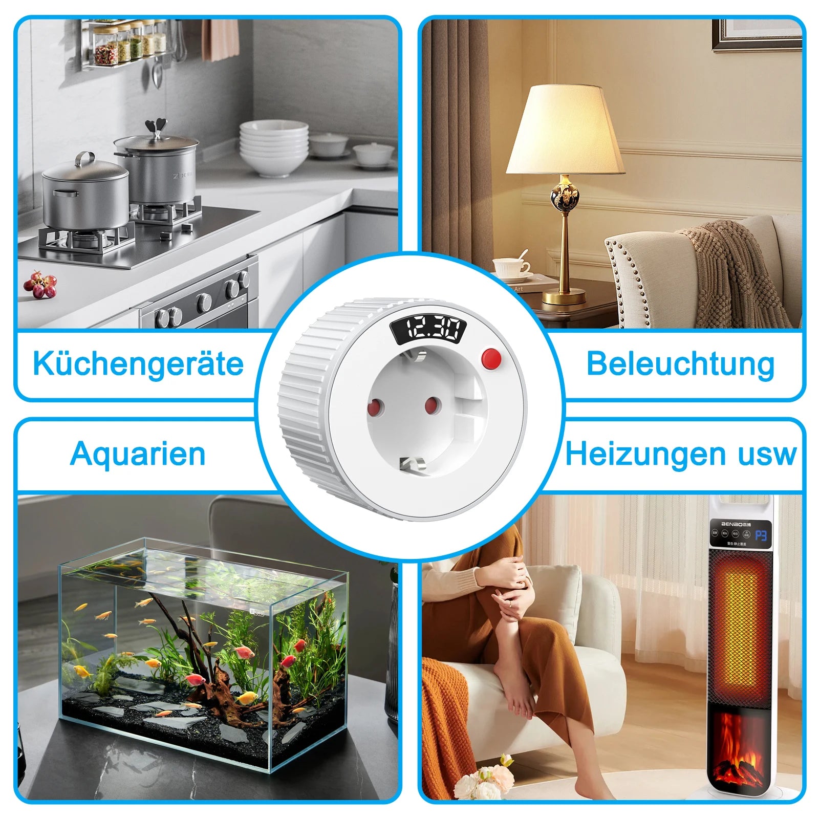 24-hour European standard rotary timer socket, rotary time adjustment, 3680W high power, fireproof and overload resistant