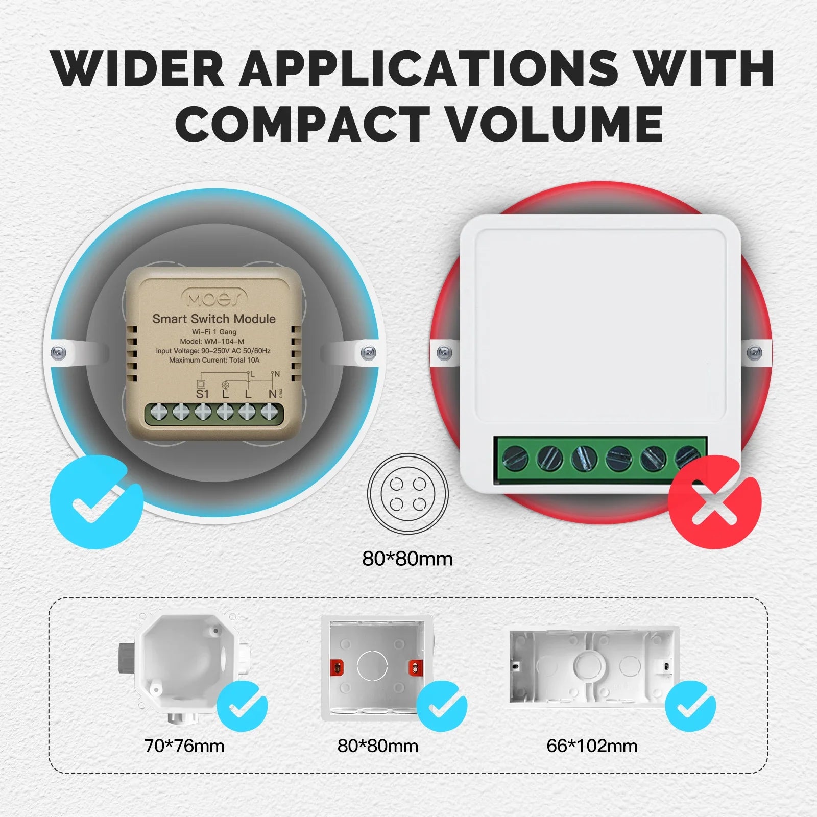 MOES Star Ring Series Mini Tuya WiFi/Zigbee Smart Switch DIY Module Light Switch 1/2 Gang Remote Control Work Alexa Google Home