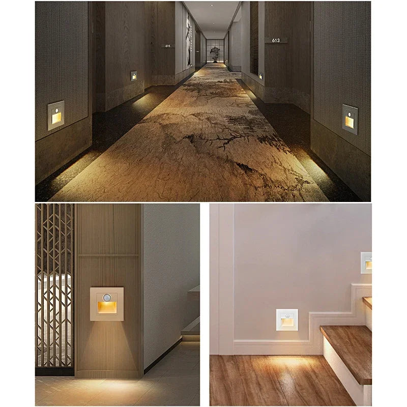 Motion Sensor Light AC110V-220V Infrared Human Body Induction Night Footlight LED PIR Sensor Stairway Corridor Foyer Lighting