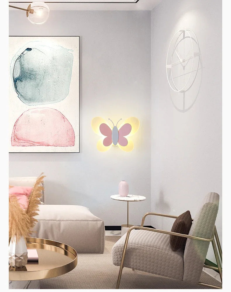 Modern LED Butterfly Wall Light For Bedroom Children's Room Bedside Wall Lamp Creative Personality Wall Decor Butterfly Sconce