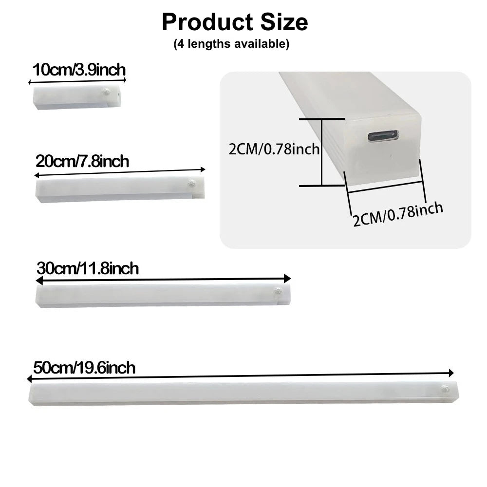 Rechargeable Motion Sensor LED Bar Light Induction Night Light Portable Cordless Magnetic Cabinet Lamp for Kitchen Bedside