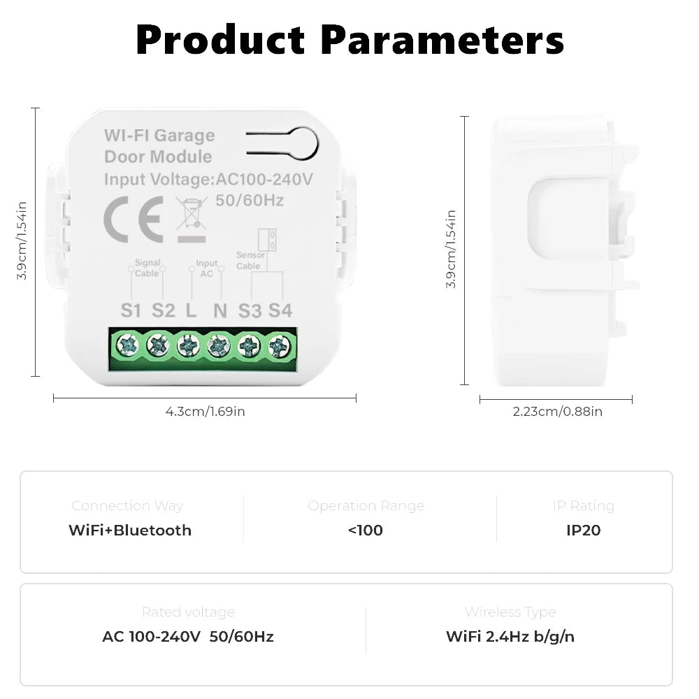 Smart Tuya WiFi Garage Door Switch Door Opening Smart Life APP Controller Remote Control Closing Works with Alexa Google Home