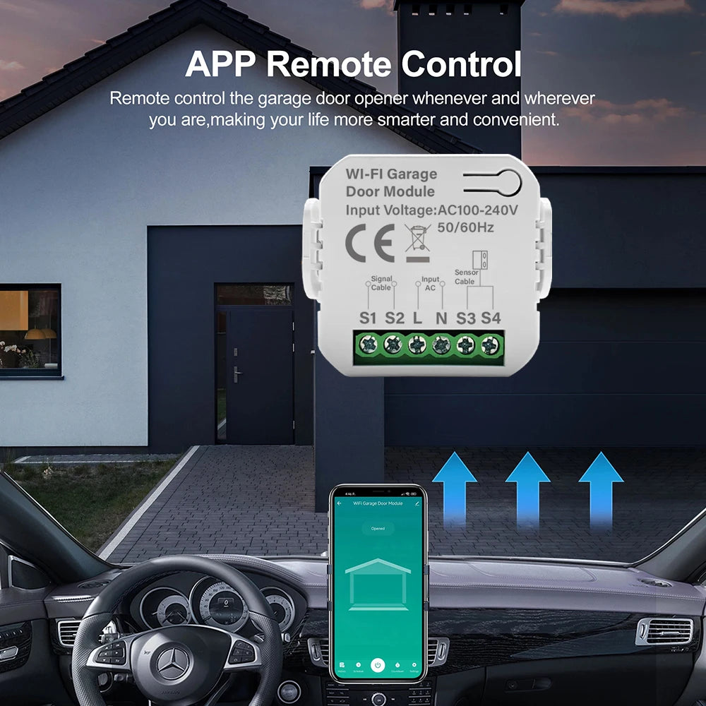 Smart Tuya WiFi Garage Door Switch Door Opening Smart Life APP Controller Remote Control Closing Works with Alexa Google Home