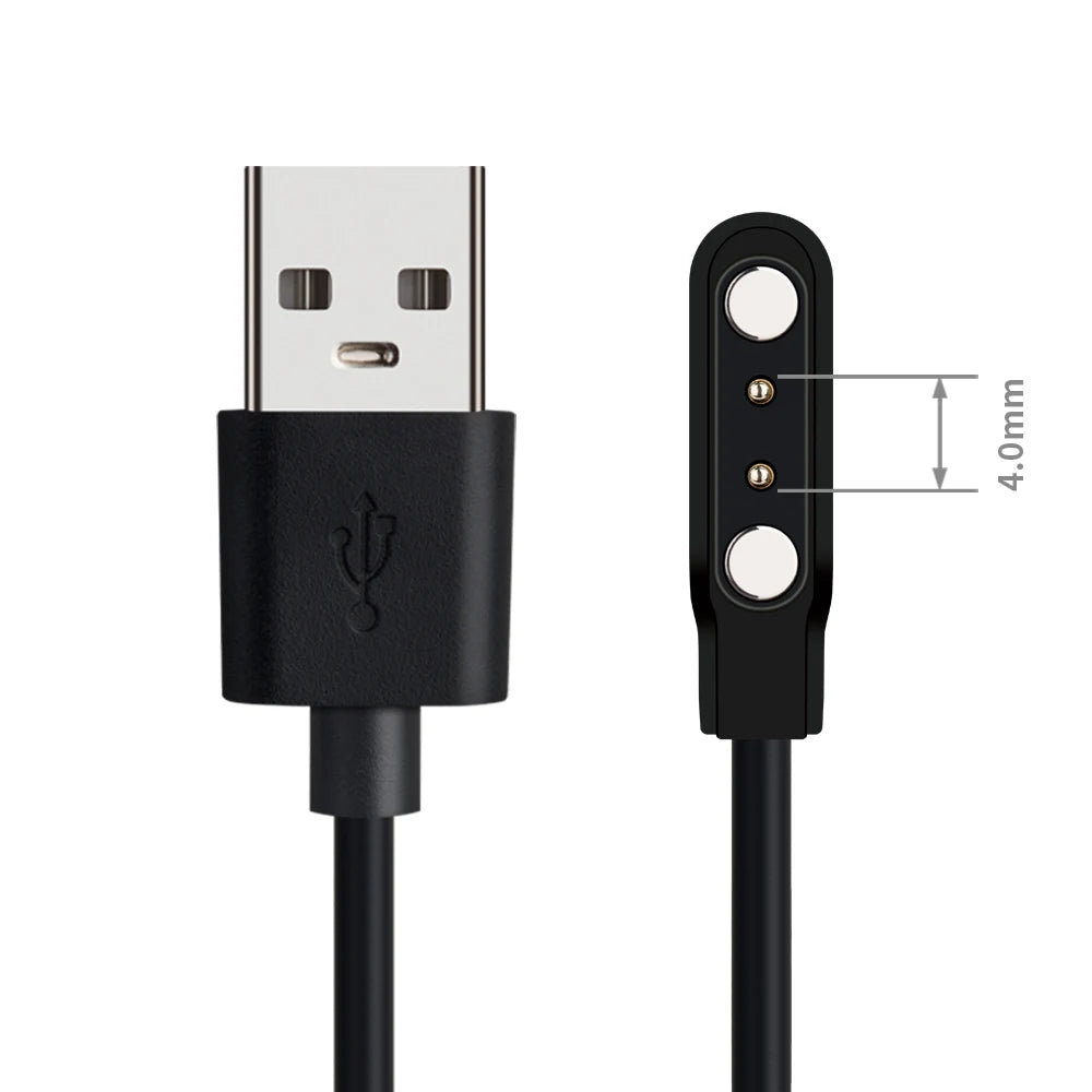 Universal 2Pin 4mm 7.62mm 4Pin Strong Magnetic Charge Cable USB Charging Line Cord Black White for Smart Watches