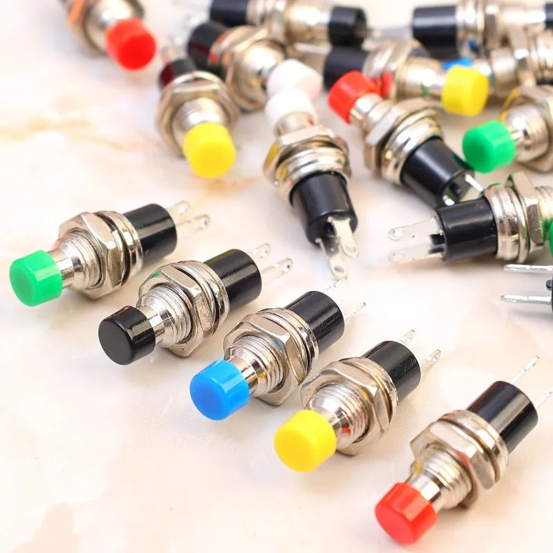 7Mm Momentary Push Button Switch Mini Pushbutton Switches Reset Jog Lock Free Switch Pre-Soldered Normal Open Light Pushbuttons