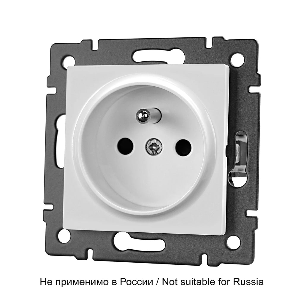 TUV Certified EU Standard Single Wall Socket with Double Power Plug USB Type-C Crystal Glass Panel 1Way Wall Switch 10A/16A 250V