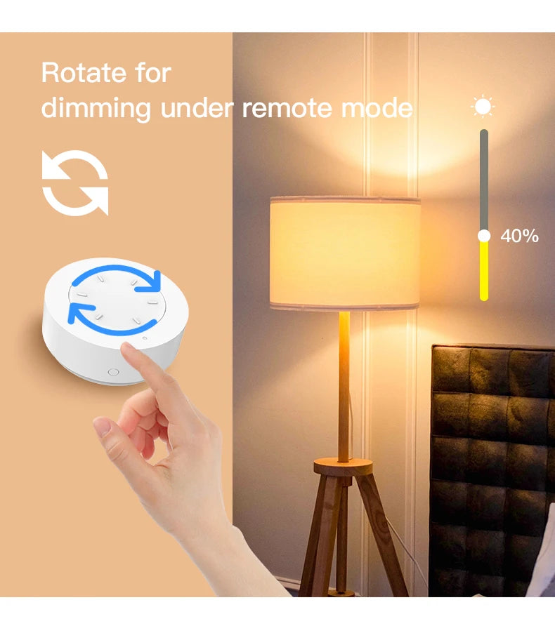 Works with Tuya ZigBee Smart Knob Switch Wireless Scene Switch Button Remote Dimmer Battery Powered Automation for Smart Life AP