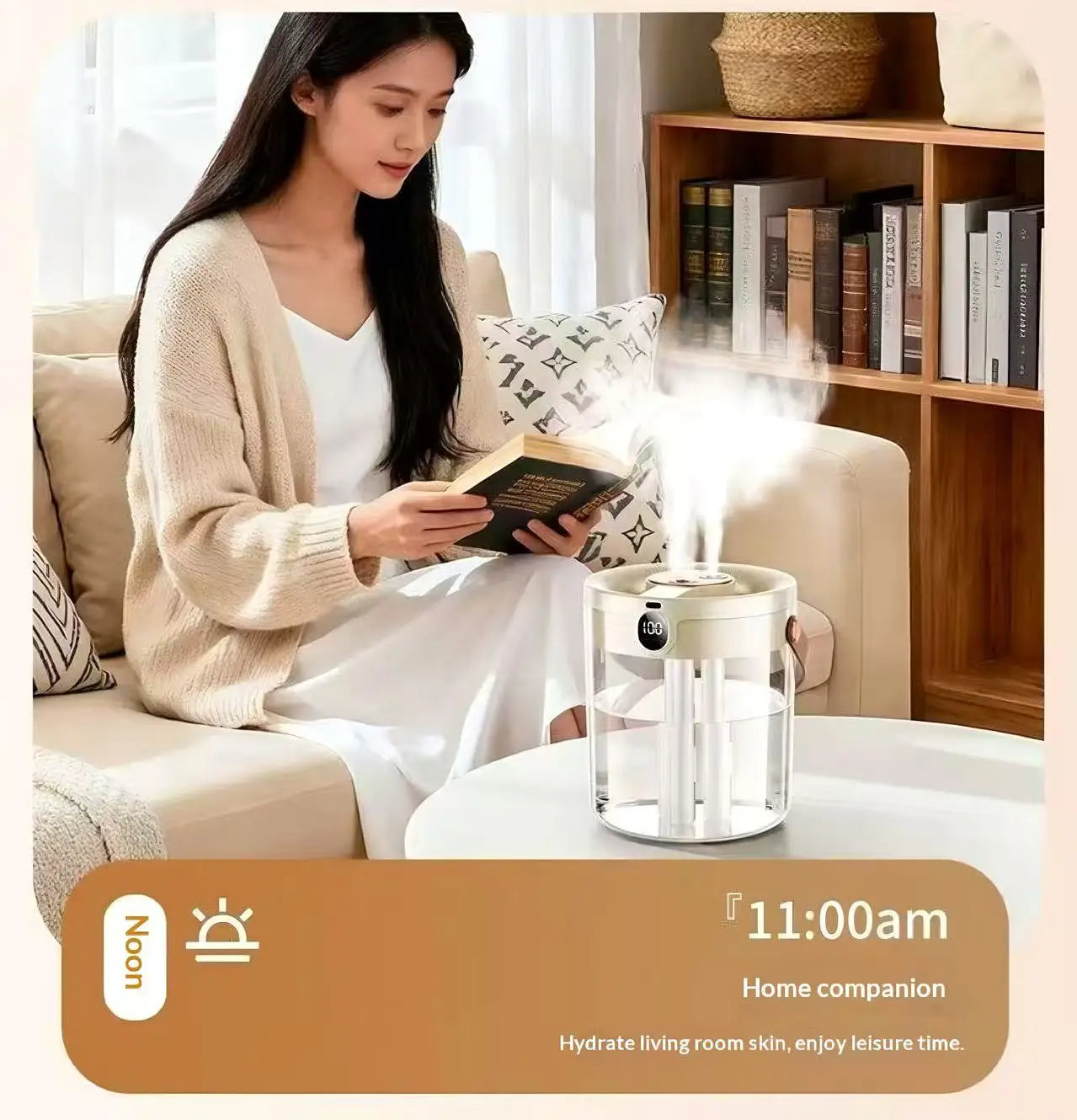 Smart 3 Spray Humidifier Digital Display Silent Large Volume Air Purifier Night Light Portable Desktop Home Bedroom Humidifier