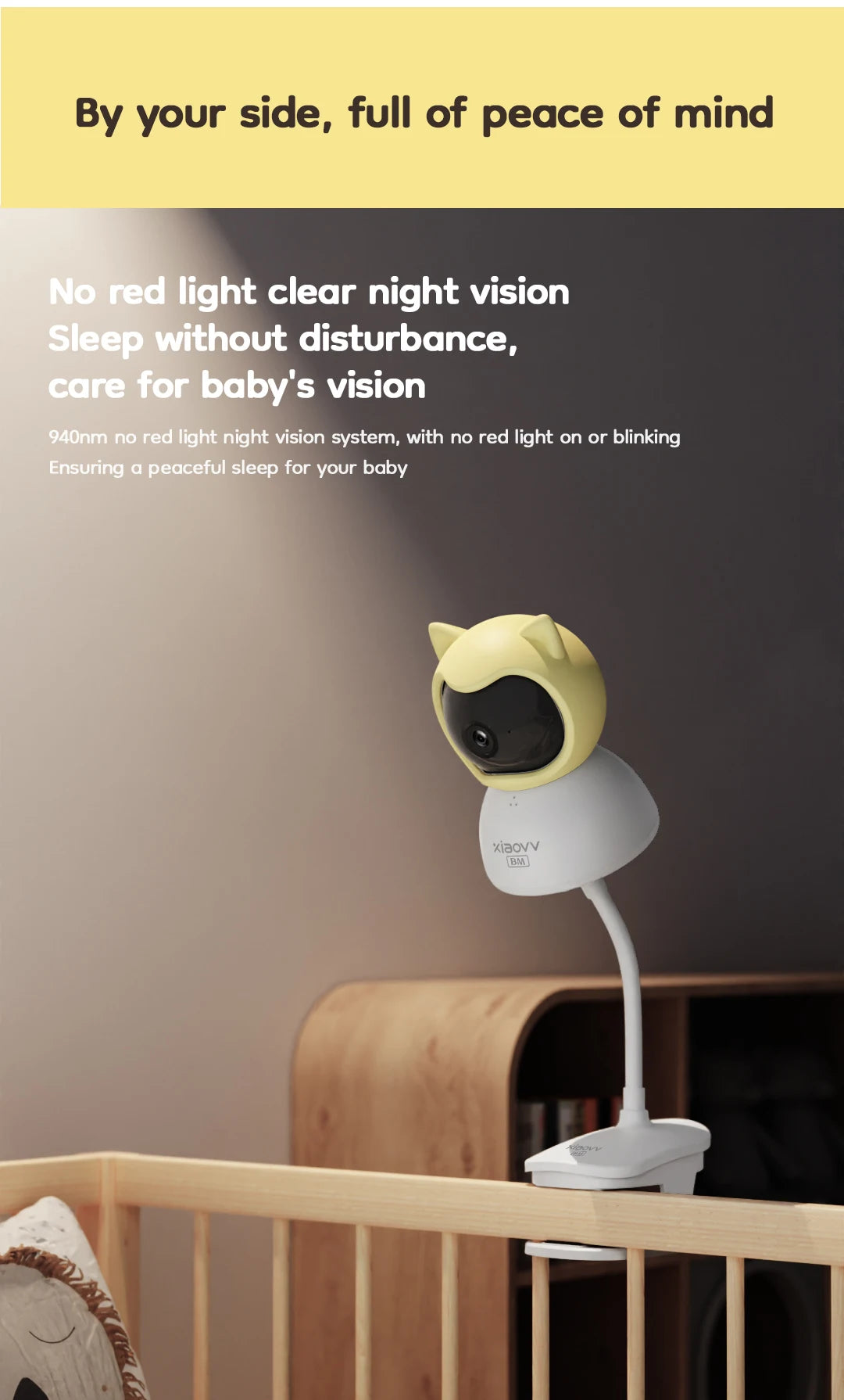 4MP WiFi xiaovv indoor Baby Monitor Two-Way Audio Motion Detection Night Vision Baby Camera for Home Security 360°